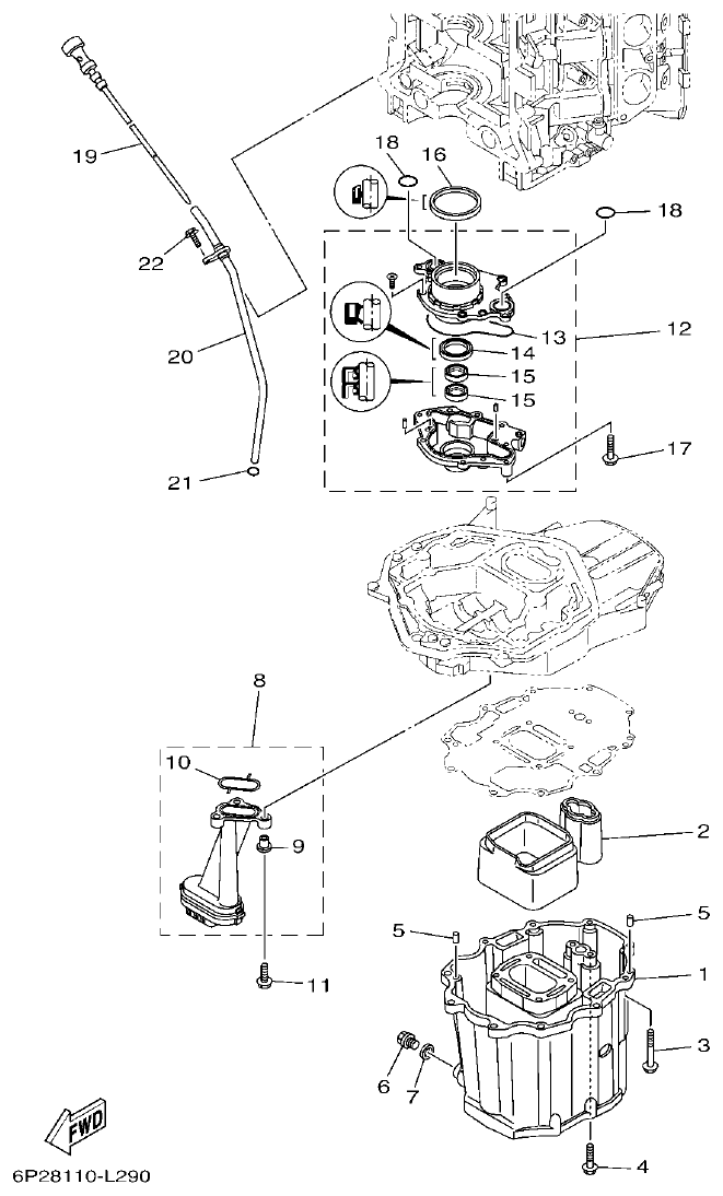 Yamaha F200BET, FL200BET OIL PAN parts diagram
